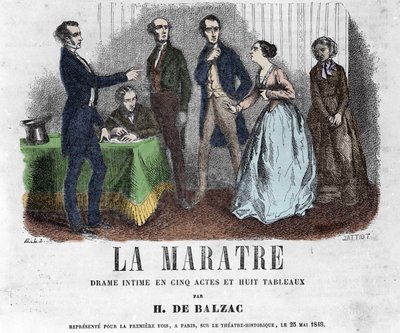 Illustrazione per "La Marâtre", dramma in cinque atti e otto quadri scritto da Honoré de Balzac da French School