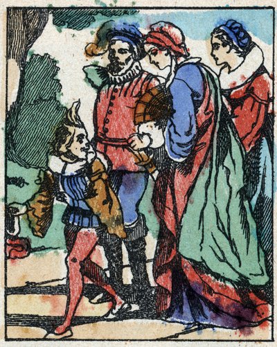 Illustrazione per "Riquet a la houppe", racconto di Charles Perrault (1628-1703), scrittore francese. Incisione su legno di Imaging Pellerin - Epinal, fine XIX secolo da French School