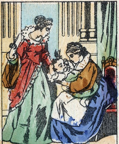 Illustrazione per "Riquet a la houppe", racconto di Charles Perrault (1628-1703), scrittore francese. Incisione su legno di Imaging Pellerin - Epinal, fine XIX secolo da French School