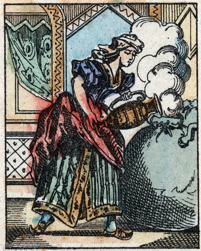 Illustrazione per le "Mille e una notte". Ali-Baba. Incisione su legno di Imaging Pellerin - Epinal, sd. Fine XIX secolo. da French School