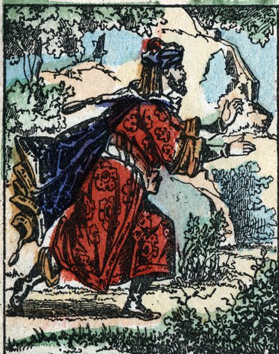 Illustrazione per le “Mille e una notte”. Alì Babà. Incisione su legno di Imagery Pellerin - Epinal, fine XIX secolo. da French School