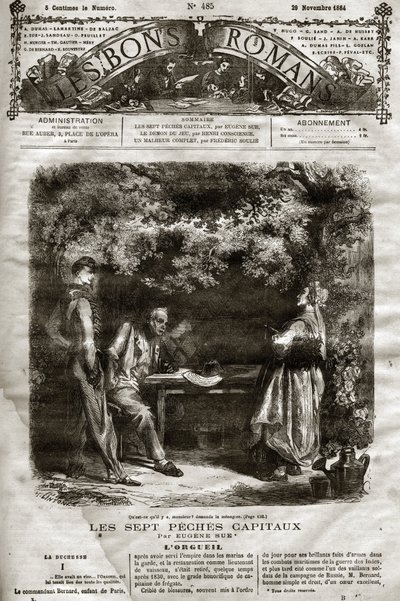 Illustrazione per il romanzo di Eugène Sue "I Sette Capitali" apparso in "I Buoni Romanzi" del 29/11/1864 da French School