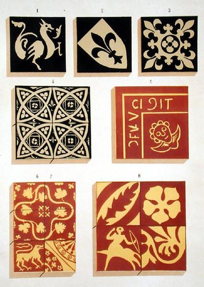 Illustrazione di motivi ceramici del XIII secolo da un libro di decorazioni da French School