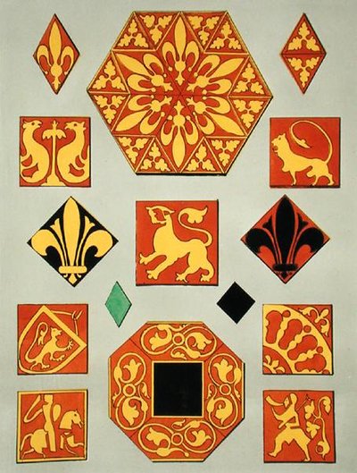 Illustrazione di motivi ceramici del XIII secolo da un libro di decorazioni da French School