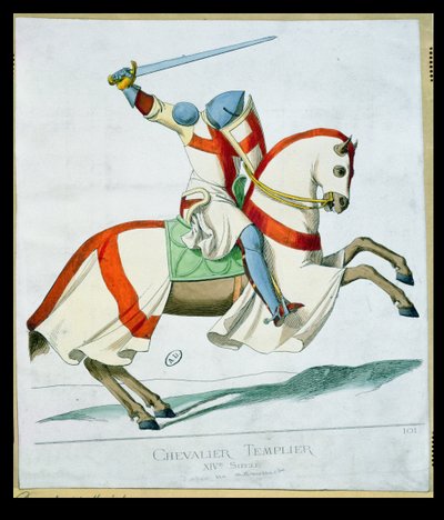 Illustrazione di un Cavaliere Templare, da un manoscritto del XIV secolo da French School