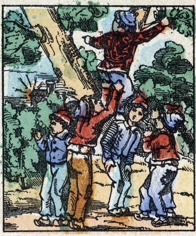 Illustrazione del racconto “Pollicino” di Charles Perrault. Incisione su legno di Imagery Pellerin - Epinal, fine XIX secolo. da French School