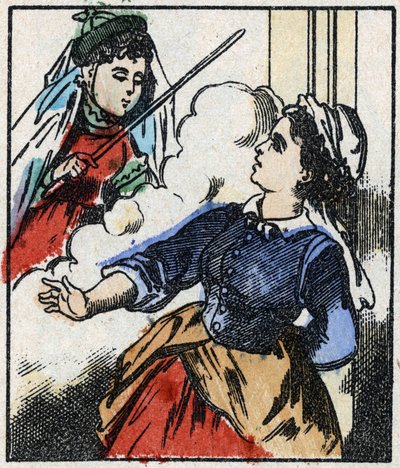 Illustrazione della favola "La Fata Bambinette". Incisione su legno da Imaging Pellerin - Epinal, fine XIX secolo. da French School