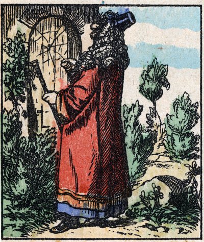 Illustrazione del racconto "Raminagrobis e i topi". Incisione su legno di Imaging Pellerin - Epinal, sd. Fine XIX secolo da French School