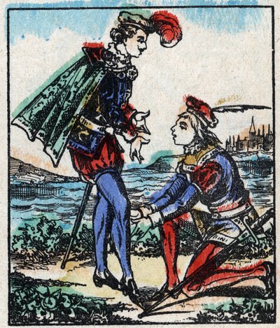 Illustrazione del racconto "Le avventure di Grand Flandrin". Incisione su legno di Imaging Pellerin - Epinal, sd. Fine XIX secolo. da French School