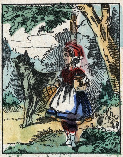 Illustrazione del racconto “Cappuccetto Rosso” di Charles Perrault. Incisione su legno di Imagery Pellerin - Epinal, fine XIX secolo. da French School