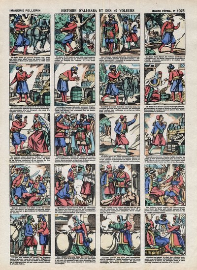 Immagini di Epinal dalla Casa Pellerin - circa 1913 - Illustrazione per le Mille e una notte. Storia di Alì Babà e i 40 ladroni da French School