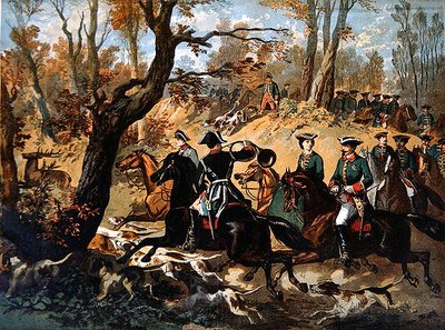 Caccia al cervo imperiale nella foresta di Compiegne (c.1860) da French School