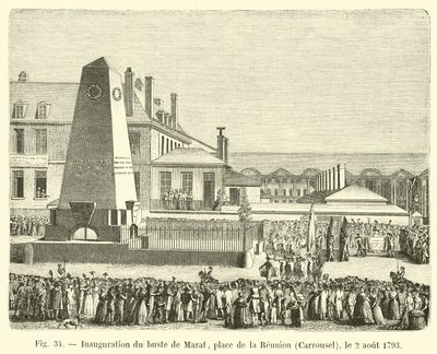 Inaugurazione del busto di Marat, piazza della Riunione, Carrousel, il 2 agosto 1793 da French School