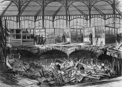 Incendio delle Halles centrali di Parigi da French School