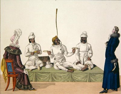Giocolieri indiani che eseguono un numero di equilibrio, tavola 87 da le Bon Genre, c.1810 da French School