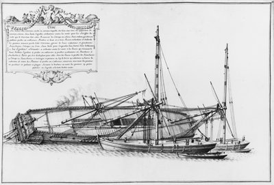 Interno di una nave sdraiata sullo scafo, illustrazione dall