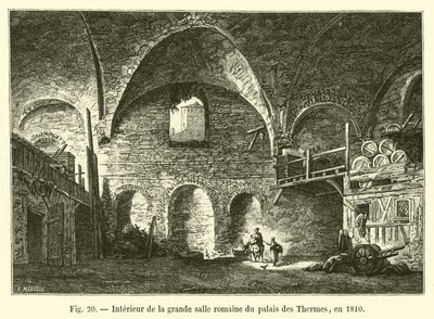 Interno della grande sala romana del palazzo delle Terme, nel 1810 da French School