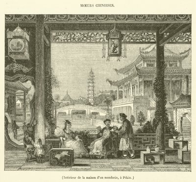 Interno della casa di un mandarino a Pechino (incisione) da French School