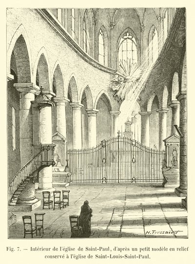 Interno della chiesa di Saint-Paul, da un piccolo modello in rilievo conservato nella chiesa di Saint-Louis-Saint-Paul da French School