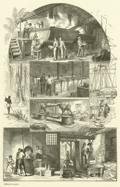 Interno di una raffineria di zucchero da French School