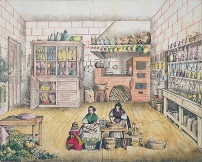 Interno di una cucina di campagna francese, fine XIX secolo da French School