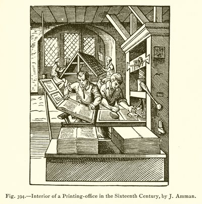 Interno di una tipografia nel XVI secolo da French School