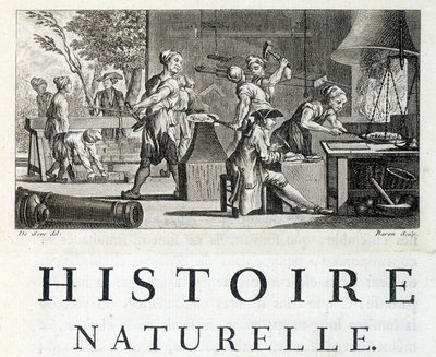 Interno di una fucina - in “Storia naturale, generale e particolare” di Buffon da French School