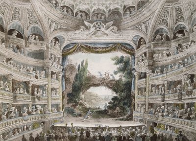 Interno del Teatro della Comédie-Française nel 1791, da un acquerello originale da French School