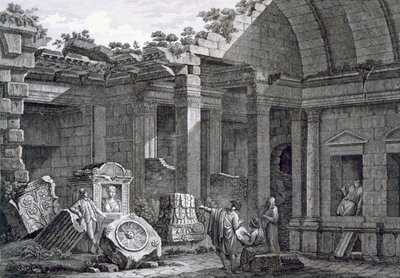 Interno del Tempio di Diana, Nimes, da Antiquités de la France: Vol I, Monuments de Nimes da French School