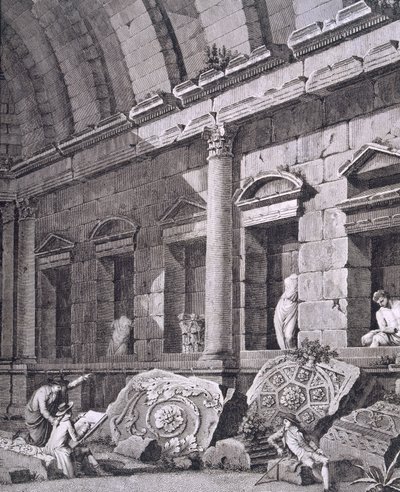 Interno del Tempio di Diana, Nîmes, da Antiquités de la France: Vol I, Monuments de Nîmes da French School