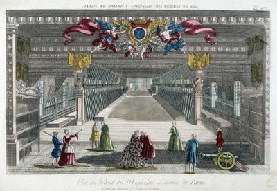 Interno del deposito di armi di Parigi (Arsenal de Paris) - incisione da French School