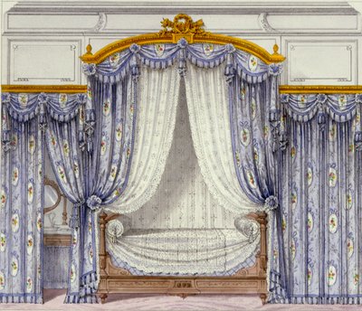 Interno che mostra mobili da un periodico francese, 1850s da French School