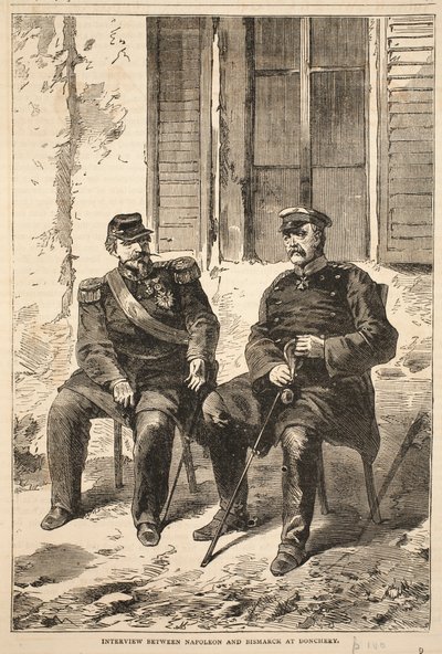 Intervista tra Napoleone e Bismarck a Doncherry, illustrazione da Cassells History of the War between France and Germany, 1870-1871 da French School