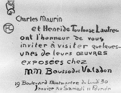 Invito a una mostra delle opere di Charles Maurin e Henri de Toulouse-Lautrec da French School