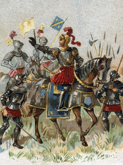 Guerre italiane: Luigi XII (1462-1515), Re di Francia, alla battaglia di Agnadello (Milano) in Italia il 14 maggio 1509. Cromolitografia da French School