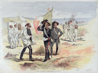 Truppe italiane che occupano Massaua, Eritrea nel 1885 da French School