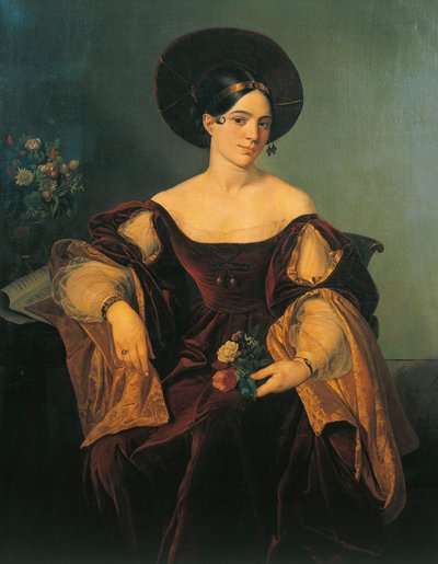 Italia, Milano, Ritratto del mezzosoprano francese Maria Malibran (Maria Felicia Garcia) da French School