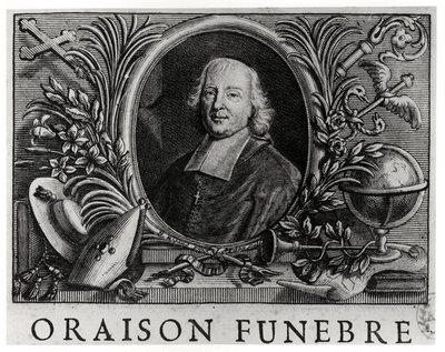 Jacques Benigne Bossuet (1627-1704), frontespizio di Orazione Funebre di Bossuet da French School