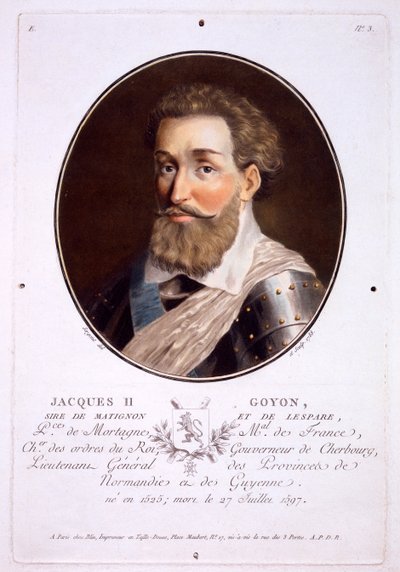 Jacques II Goyon, da Portraits des grands hommes, femmes illustres, et sujets memorables de France, pubblicato 1787-92 da French School