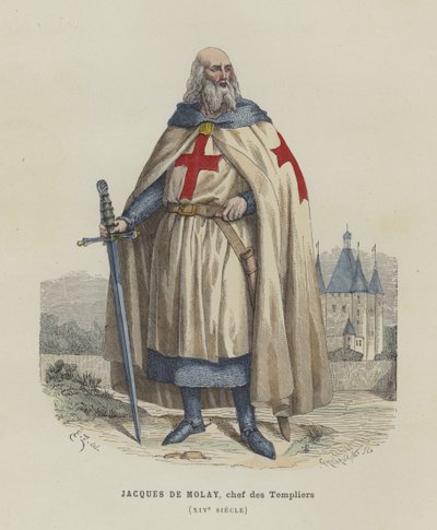 Jacques de Molay, ultimo Gran Maestro dei Cavalieri Templari, XIV secolo da French School
