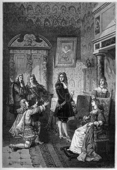 James Scott (James Crofts, James Fitzroy), Duca di Monmouth e Buccleuch (1649-1685) che implora per la sua vita davanti a Giacomo II da French School