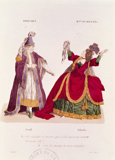 Jean-Baptiste Brizard nel ruolo di Joad e Mademoiselle Dumesnil come Athalie, scena da Atto V Scena 5 di 
