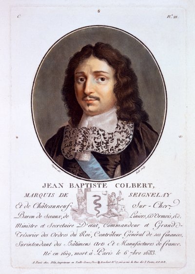 Jean-Baptiste Colbert, Marchese di Seignelay, da Portraits des grands hommes, femmes illustres, et sujets memorables de France, pubblicato 1787-92 da French School