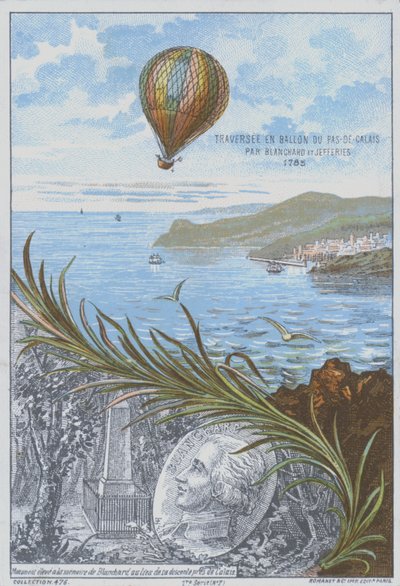 Jean-Pierre Blanchard e John Jeffries effettuano il primo volo in mongolfiera attraverso il Canale della Manica, 7 gennaio 1785 da French School