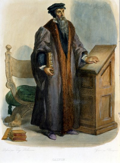 Jean Calvin (Jean Cauvin, riformatore e scrittore francese (1509-1564) da French School