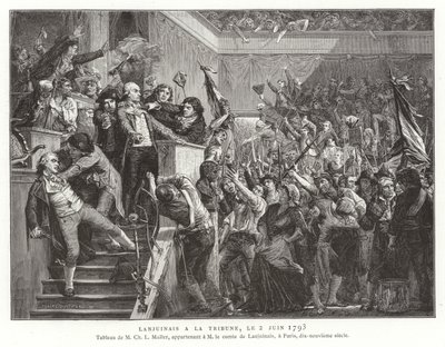 Jean Denis, conte Lanjuinais, al podio della Convenzione, Rivoluzione Francese, 2 giugno 1793 da French School