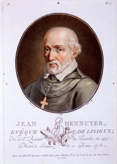 Jean Hennuyer, Vescovo di Lisieux, da Portraits des grands hommes, femmes illustres, et sujets memorables de France, pubblicato 1787-92 da French School