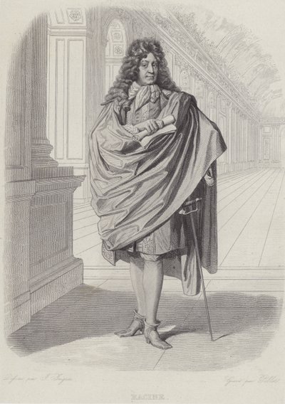 Jean Racine, drammaturgo francese, nella Sala degli Specchi a Versailles da French School