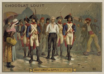 Jean Sylvain Bailly sulla strada per la ghigliottina, Rivoluzione Francese, 11 novembre 1793 da French School