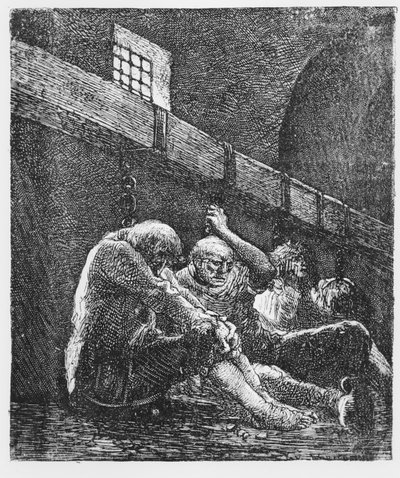 Jean Valjean in prigione, illustrazione da Les Miserables, di Victor Hugo, 1865 da French School